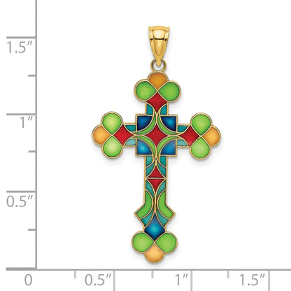 14K Multi-Color Enameled Cross Charm