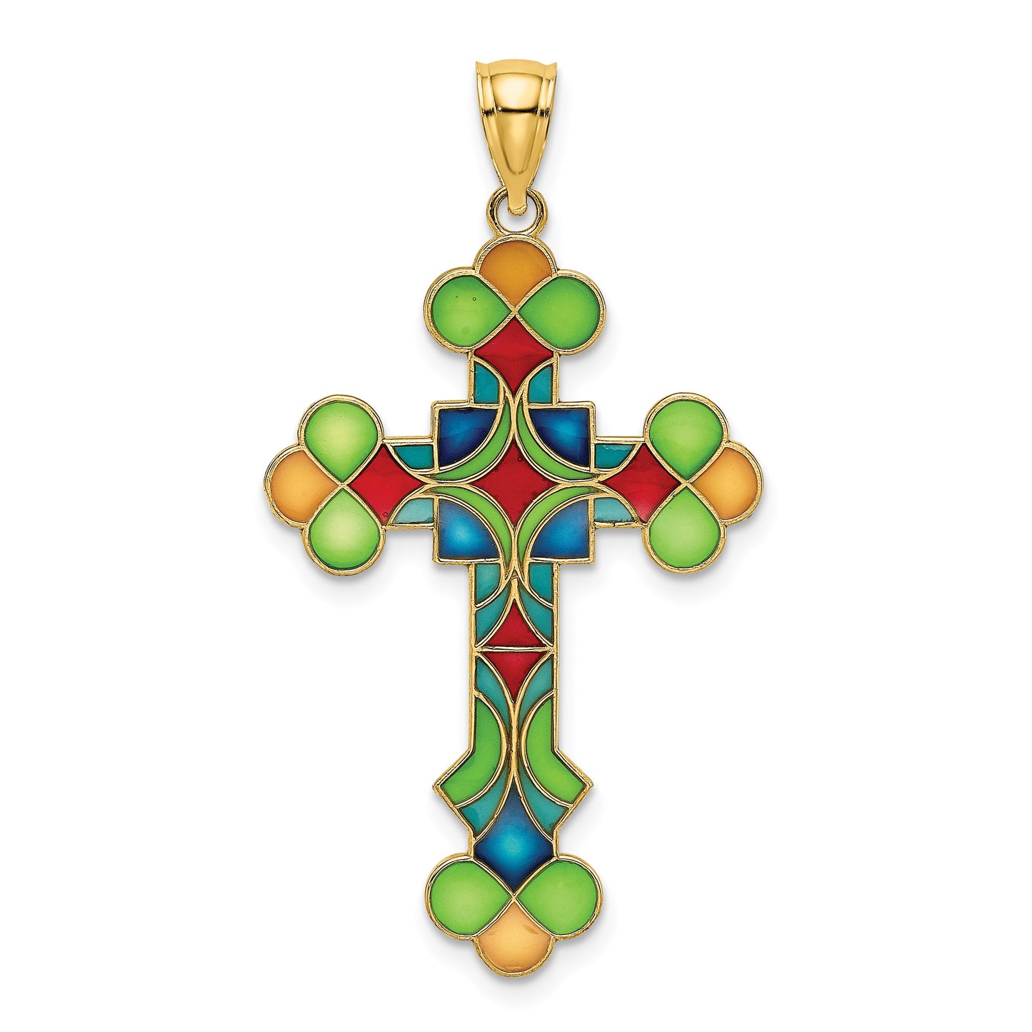 14K Multi-Color Enameled Cross Charm