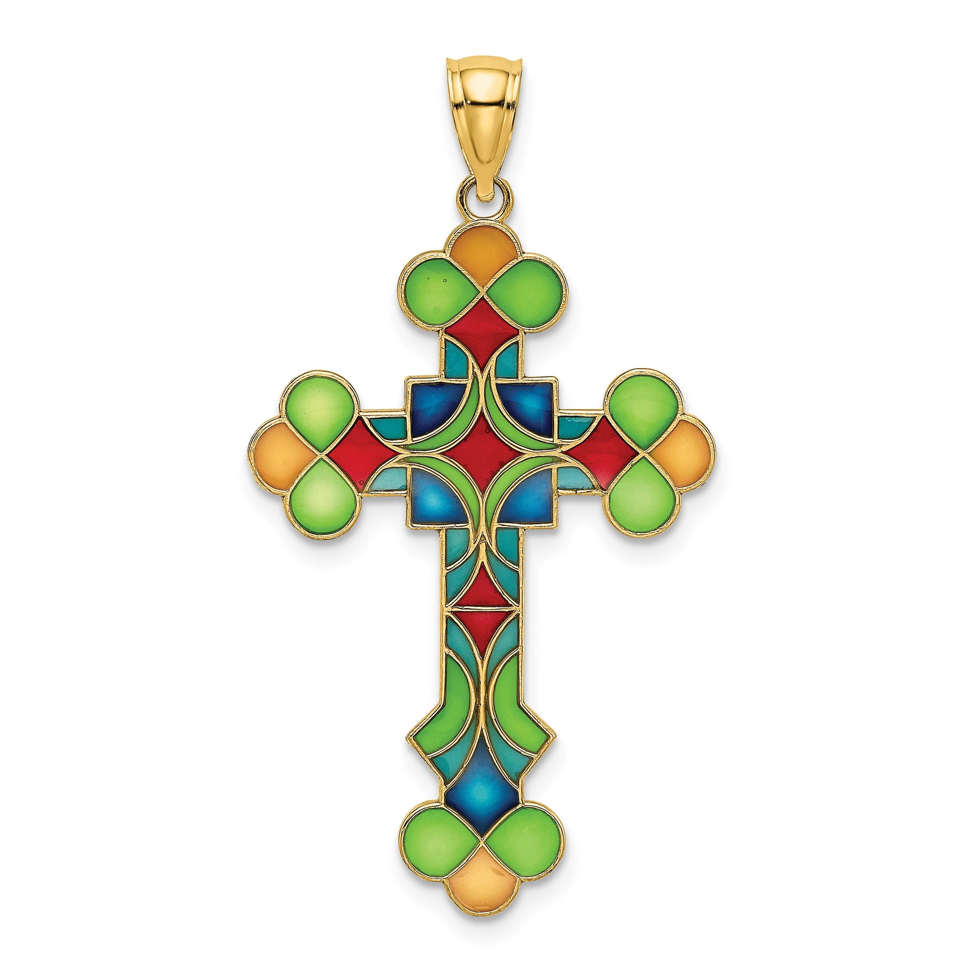14K Multi-Color Enameled Cross Charm