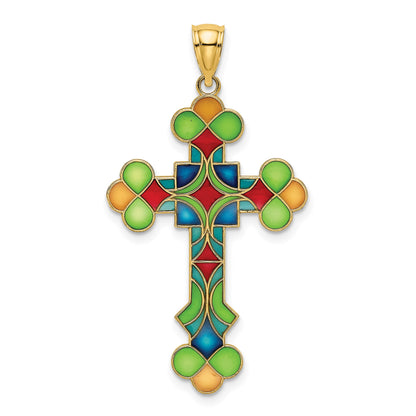 14K Multi-Color Enameled Cross Charm