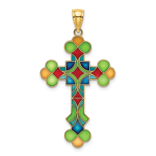 14K Multi-Color Enameled Cross Charm