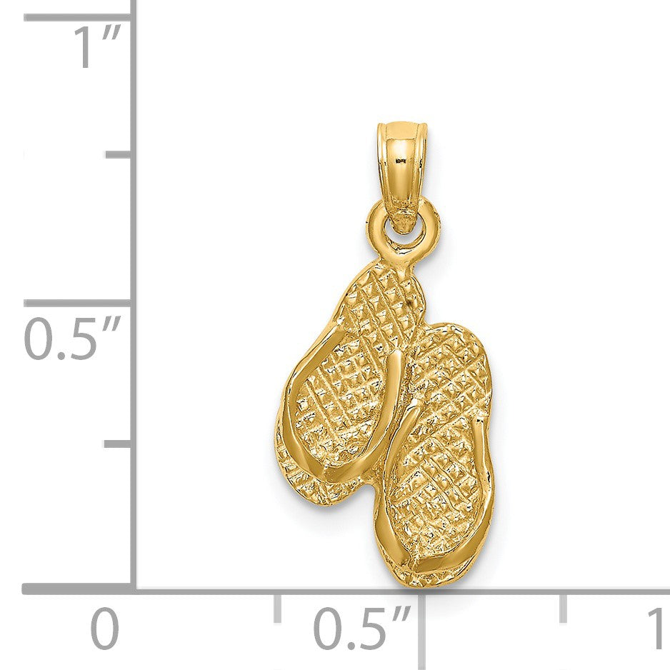 14K 3-D PAWLEYS ISLAND Double Flip-flop Charm