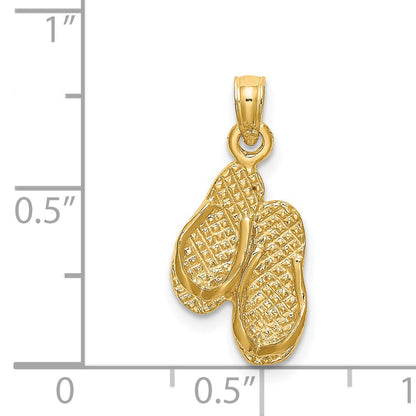 14K 3-D PAWLEYS ISLAND Double Flip-flop Charm