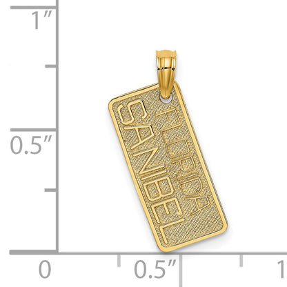 14K Textured Small FLORIDA SANIBEL License Plate Pendant