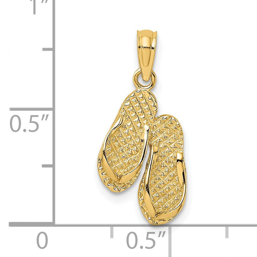 14K 3-D Textured CAPE MAY Flip-flop Charm