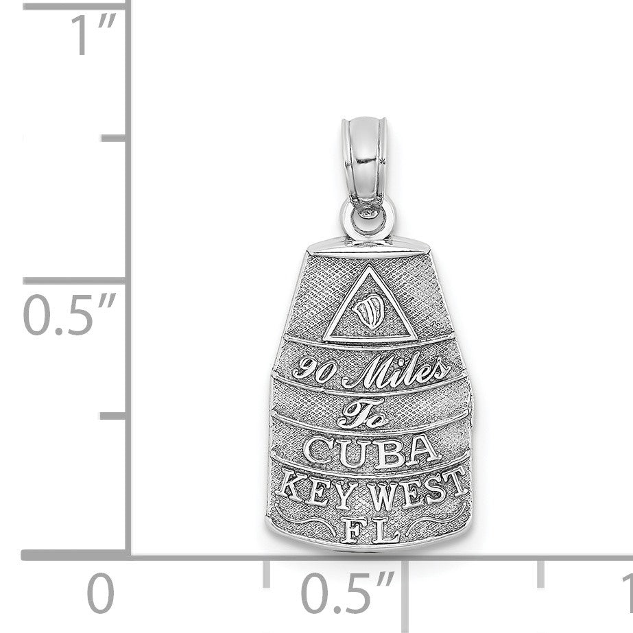 14K White Gold 90 MILES TO CUBA KEY WEST FL Charm