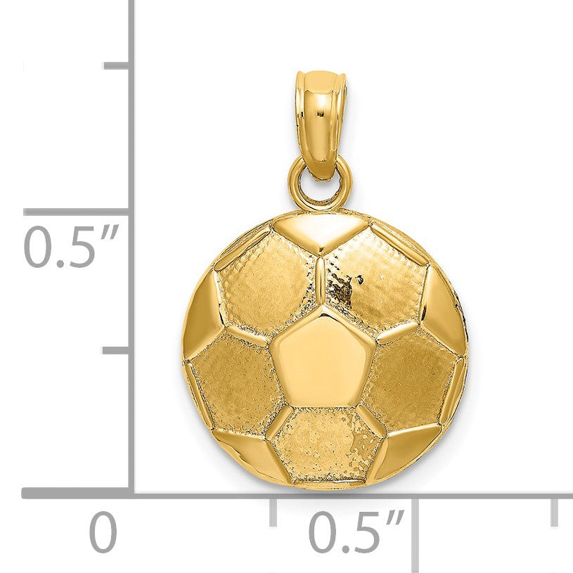 14K 2-D Domed Flat Back Engravable Soccer Ball Charm