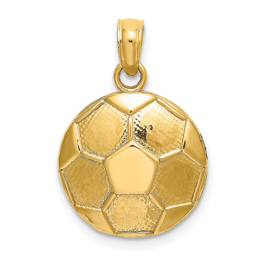 14K 2-D Domed Flat Back Engravable Soccer Ball Charm