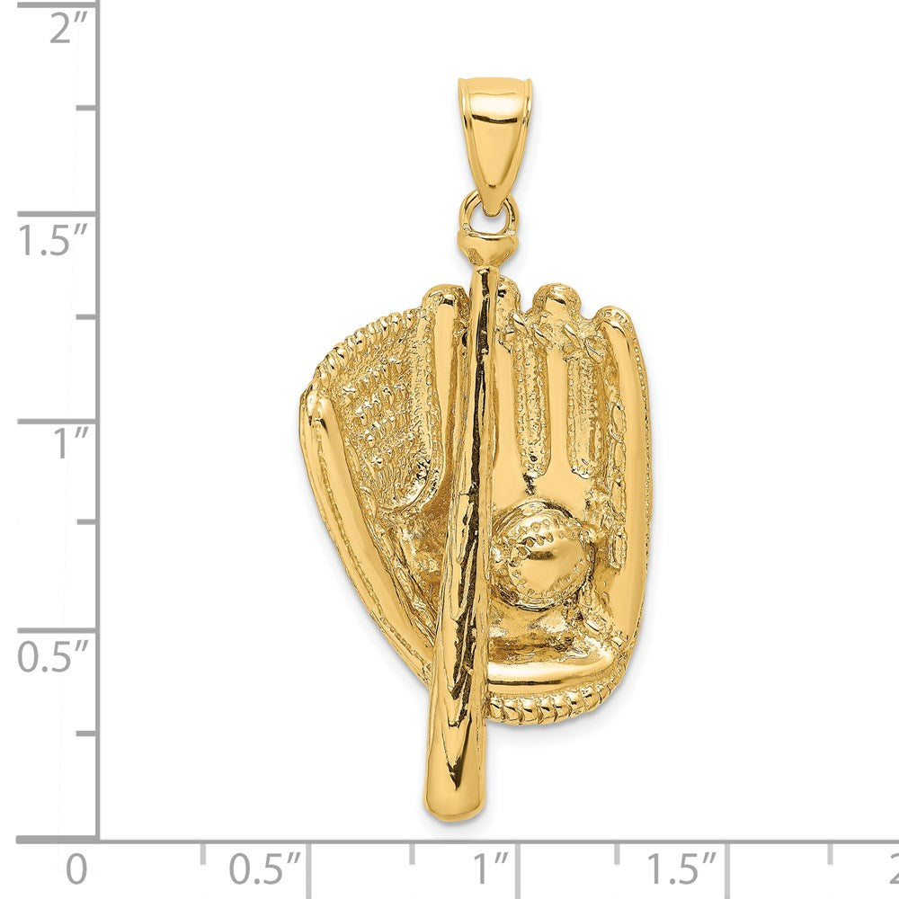 14K 3-D Baseball Glove ,Bat and Ball Charm