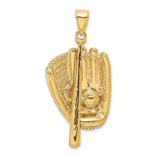 14K 3-D Baseball Glove ,Bat and Ball Charm