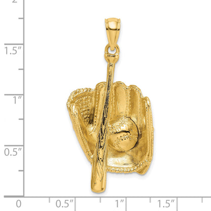 14K 3-D Baseball Glove/Bat/Ball Charm