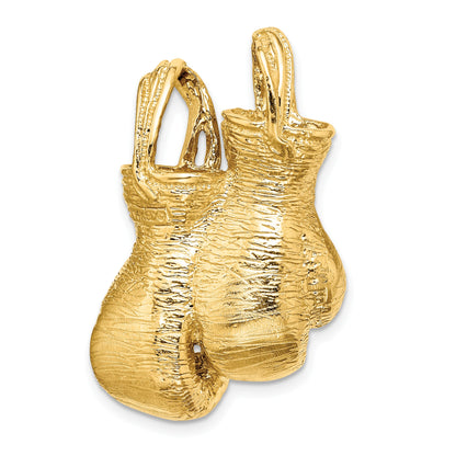14K 3-D Textured Double Boxing Gloves Slide Pendant