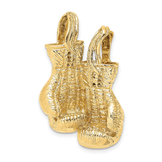 14K 3-D Textured Double Boxing Gloves Slide Pendant