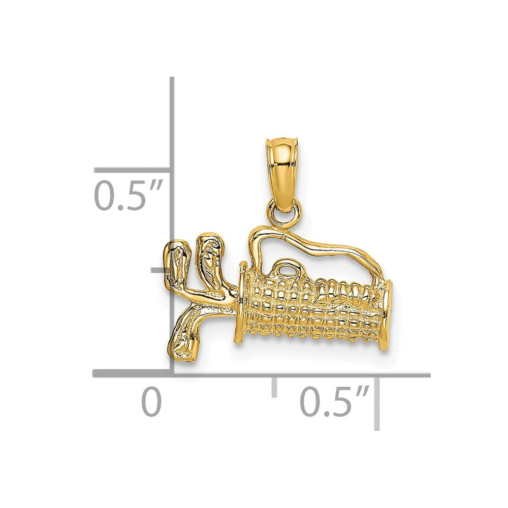 14K 2-D Textured and Engraved Golf Bag Charm