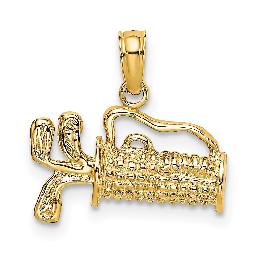 14K 2-D Textured and Engraved Golf Bag Charm