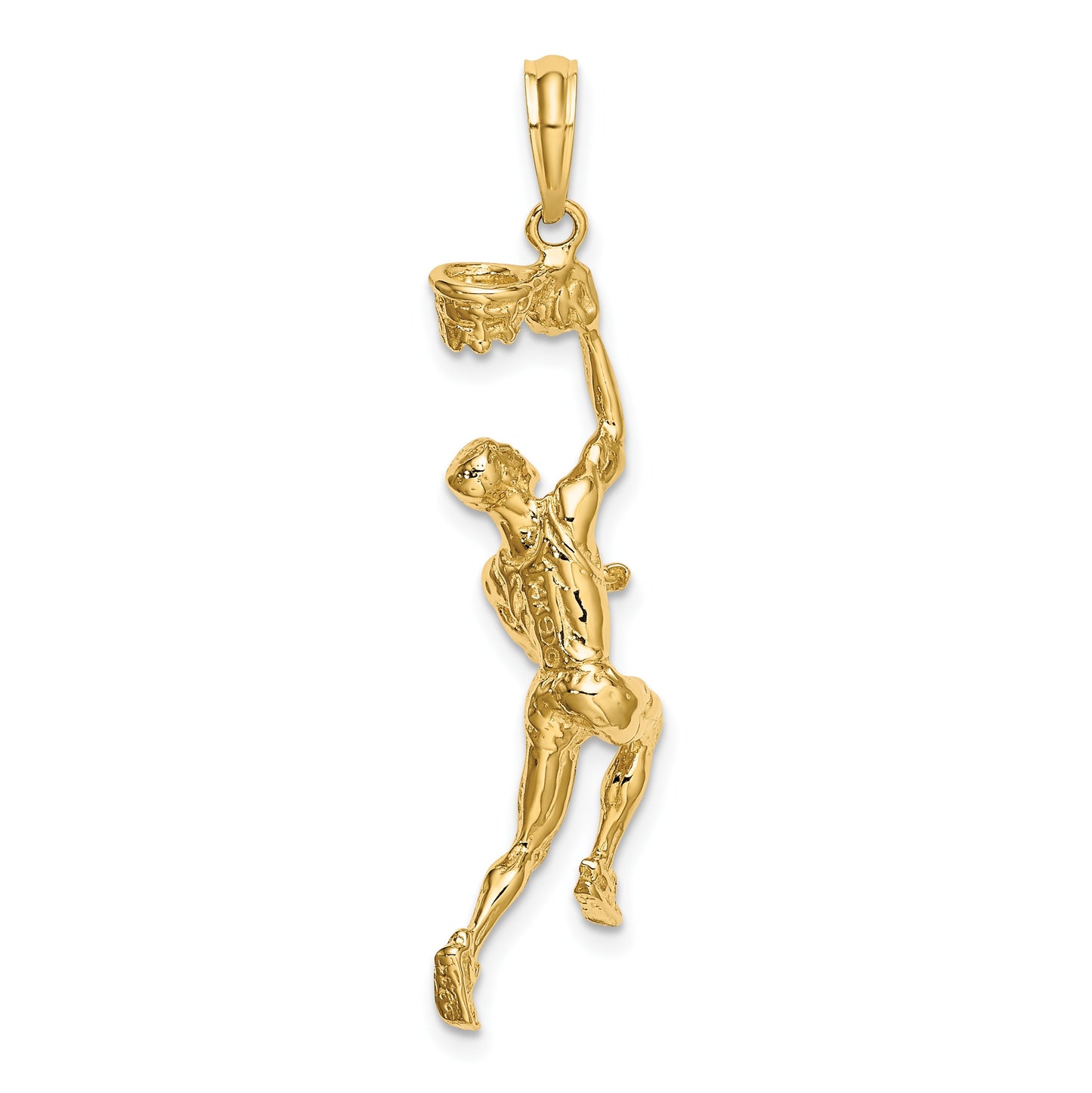 14K 3-D Basketball Player with Ball and Partial Hoop Charm