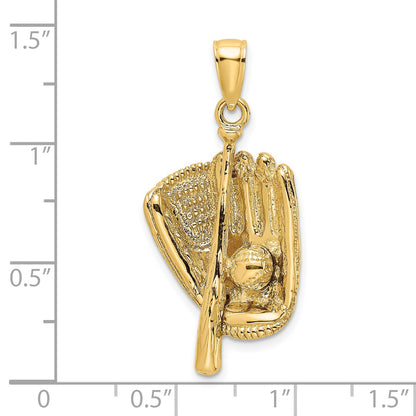 14K 3-D Baseball Glove/Bat/Ball Charm