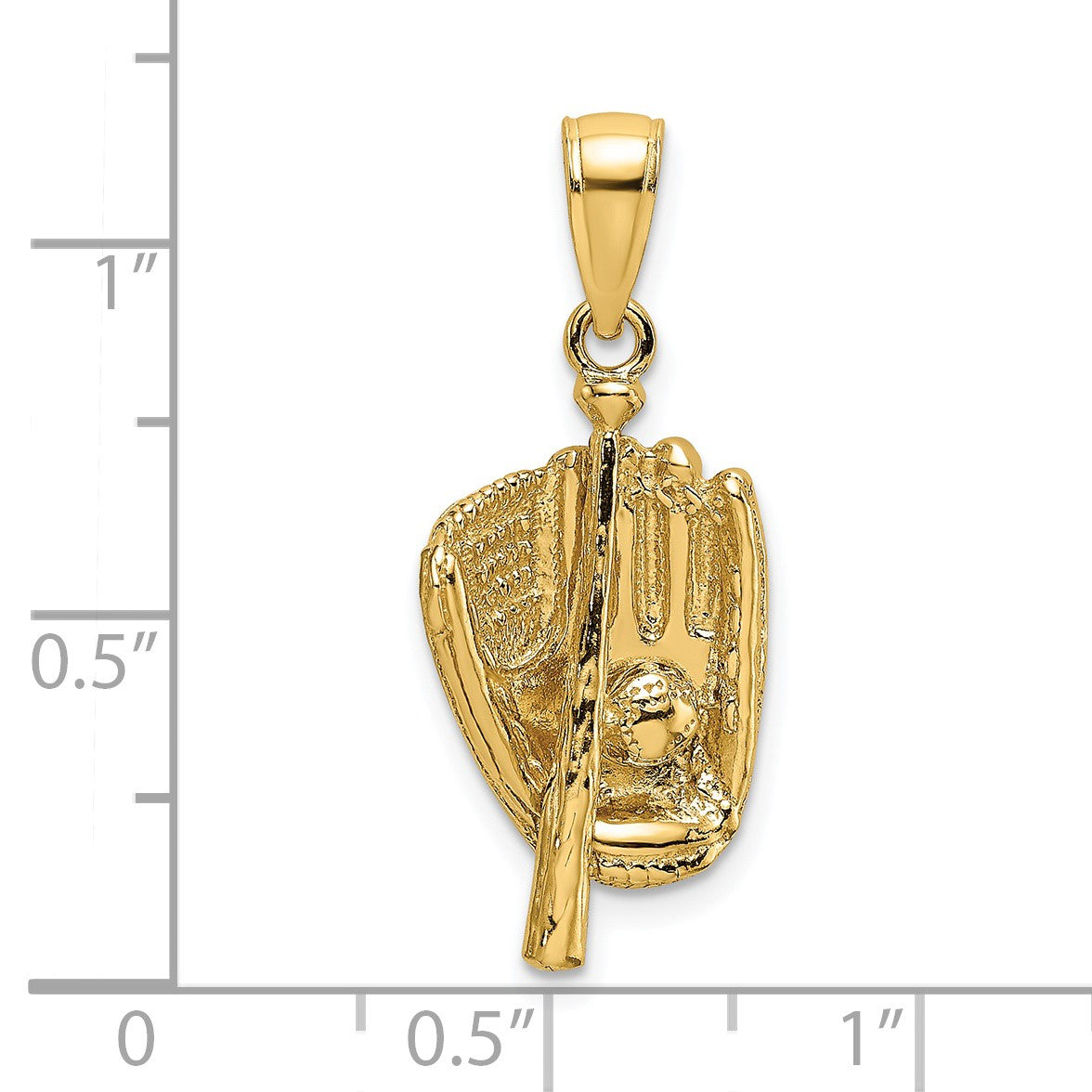 14K 3-D Polished Baseball Glove/Bat/Ball Charm