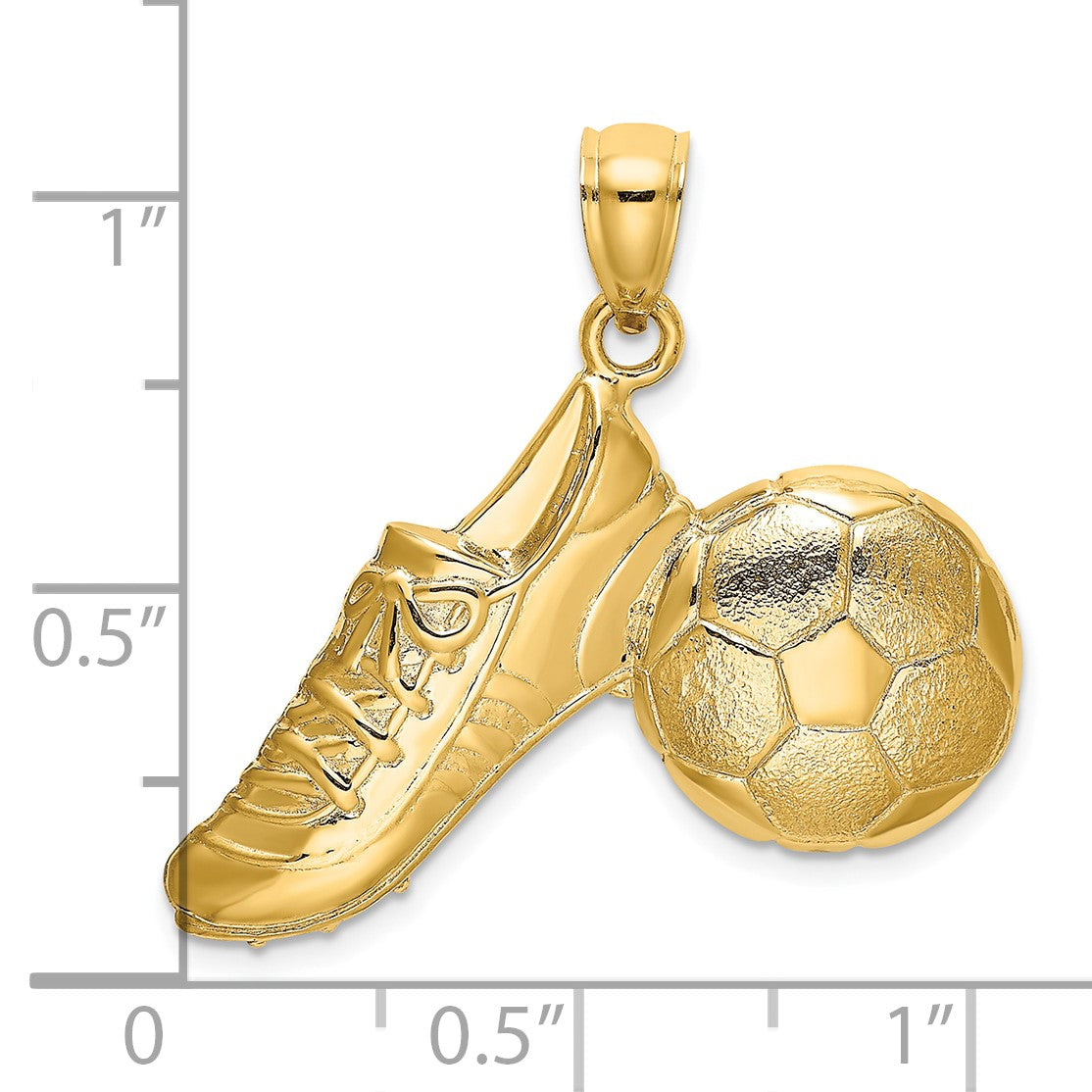 14K 2-D Polished Soccer Ball and Shoe Charm