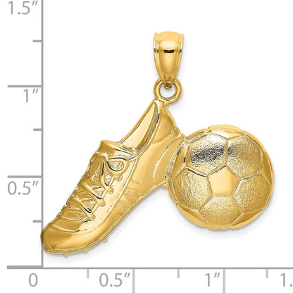 14K 2-D Polished Soccer Ball and Shoe Charm