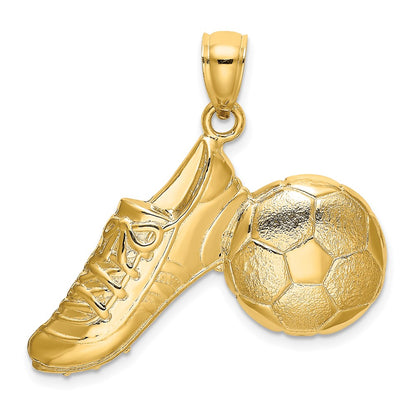 14K 2-D Polished Soccer Ball and Shoe Charm