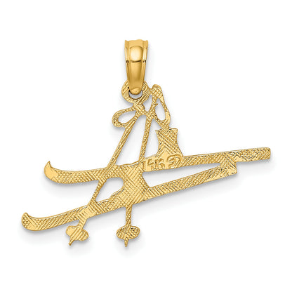 14K Polished Snow Skis/Boots/Poles Charm