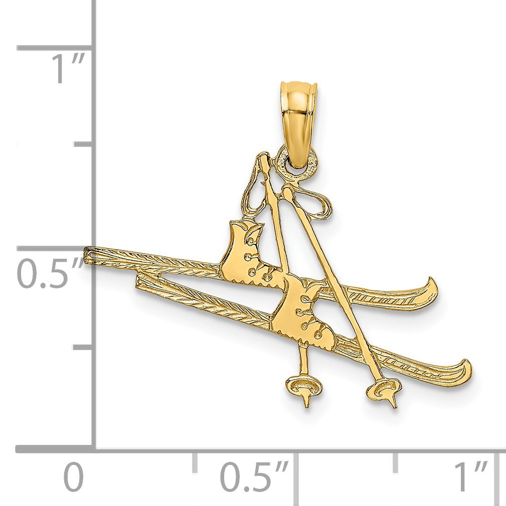 14K Polished Snow Skis/Boots/Poles Charm