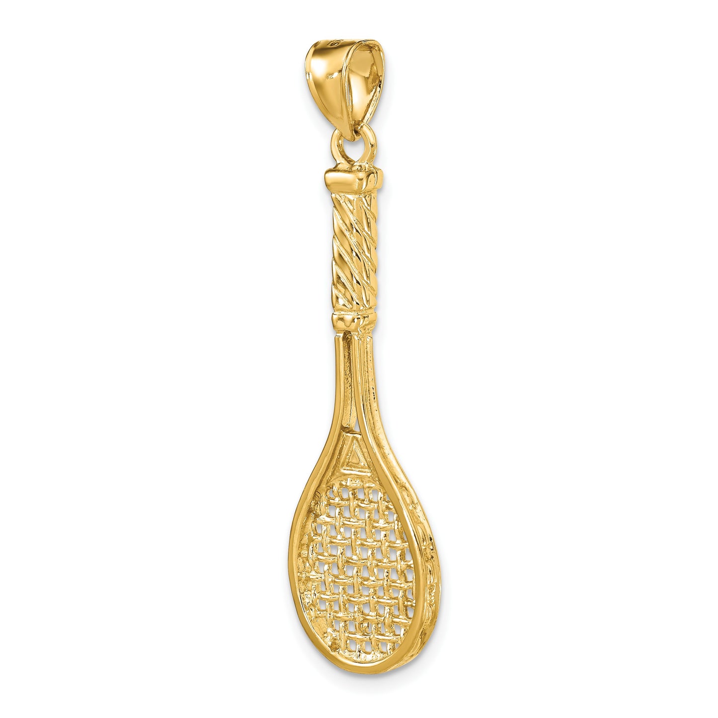 14K Large 3-D Polished Tennis Racquet Charm