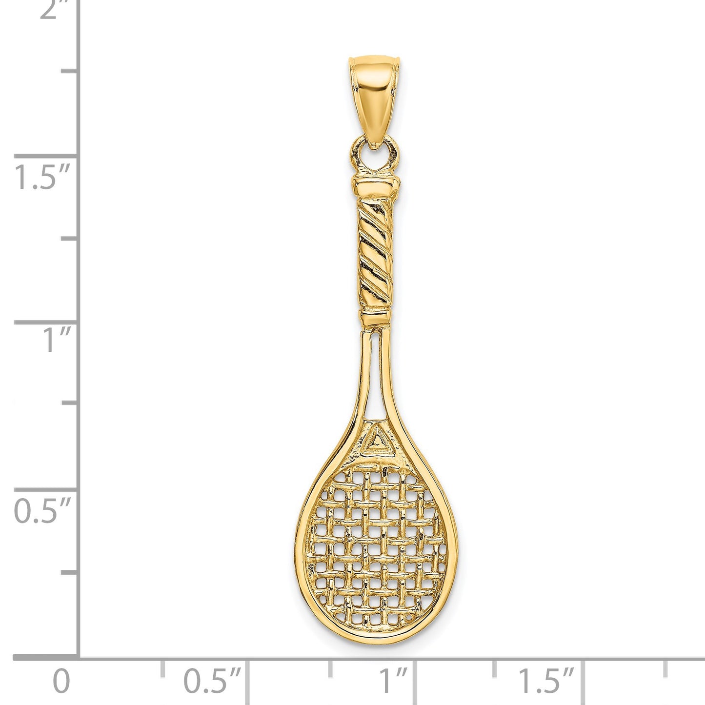 14K Large 3-D Polished Tennis Racquet Charm