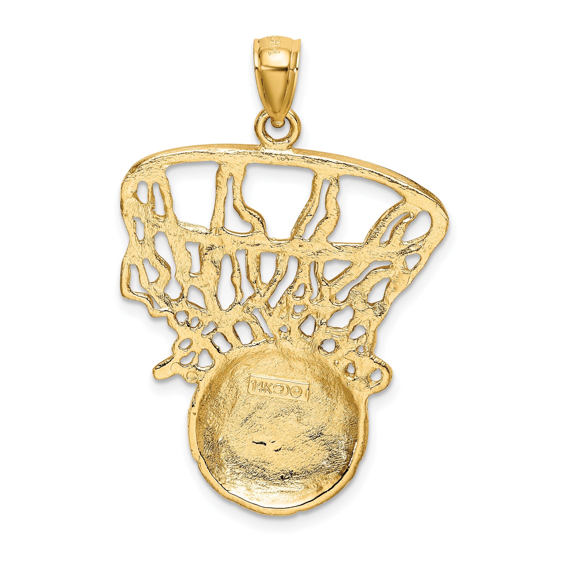 14K Swoosh Basketball and Net Pendant