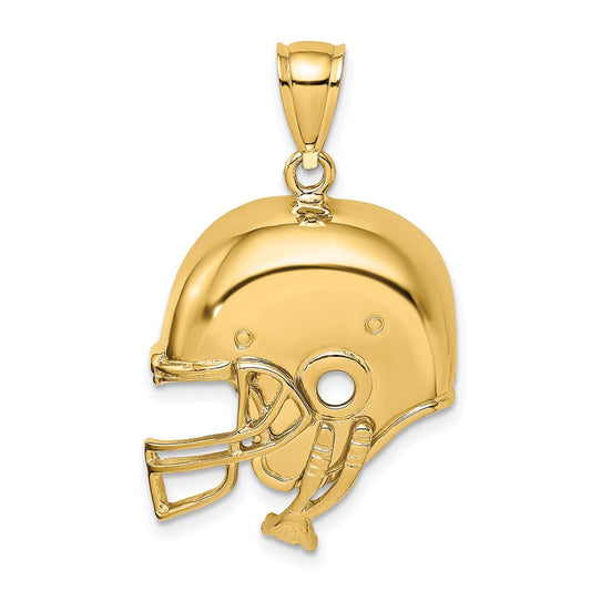 14K 2-D Polished Football Helmet Charm