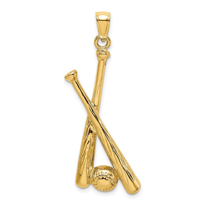 14K 2-D Baseball Bats and Ball Charm