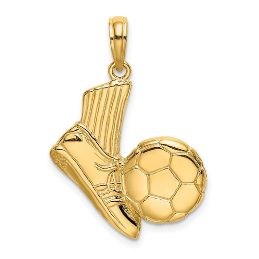 14K 2-D Soccer Shoe Kicking Ball Charm