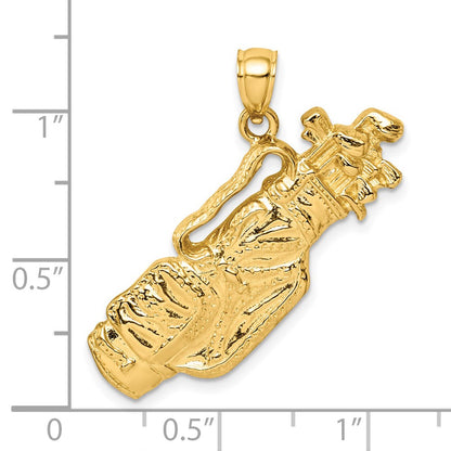 14K 2-D Golf Bag and Clubs Charm