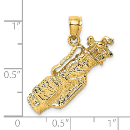 14K 2-D Golf Bag and Clubs Charm