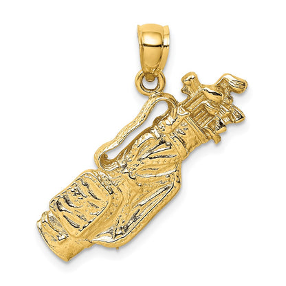 14K 2-D Golf Bag and Clubs Charm