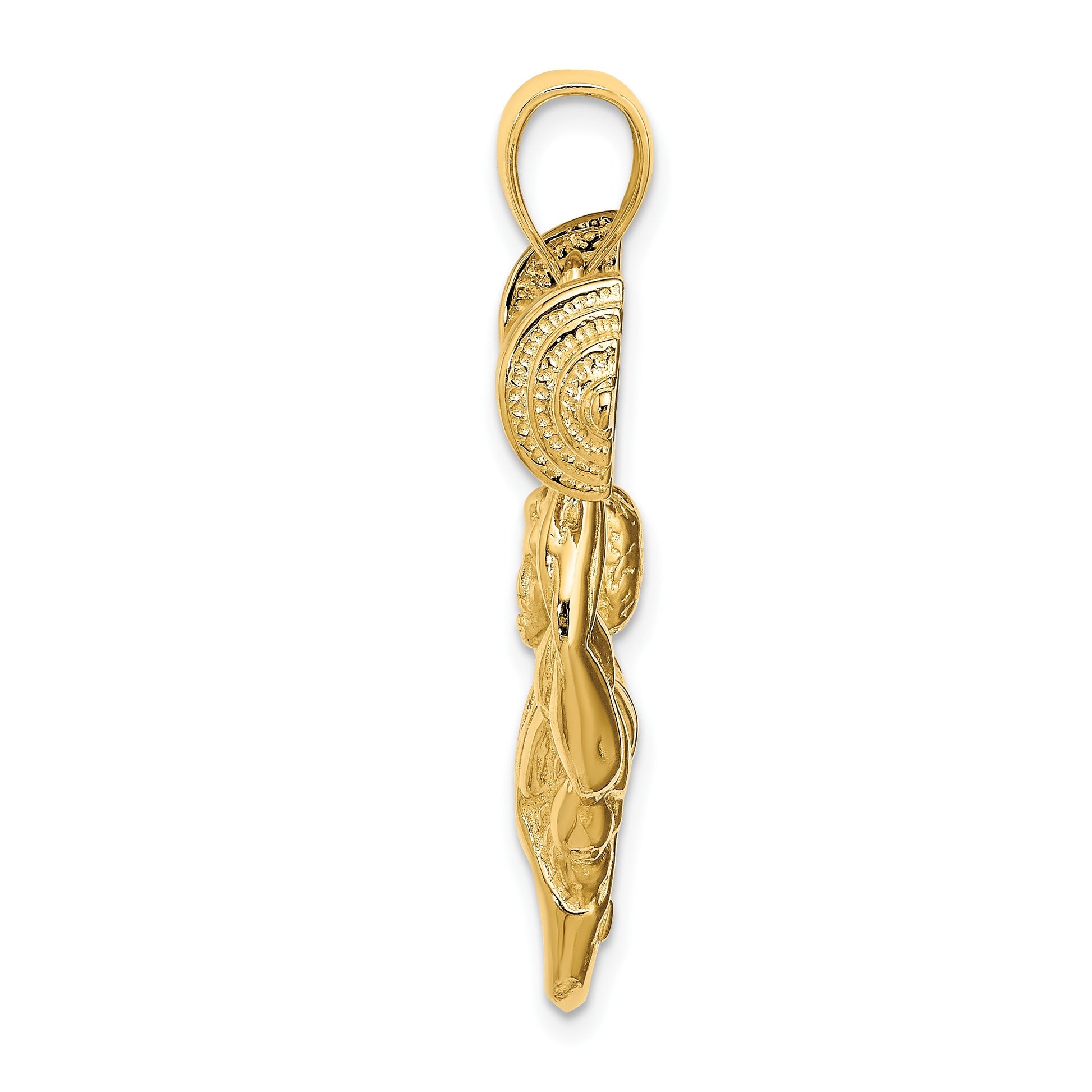 14K Bodybuilder Waist Up with Barbell Pendant