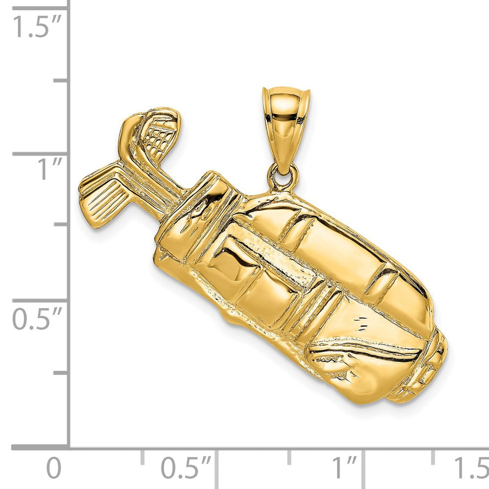 14K 2-D and Polished Golf Bag Charm