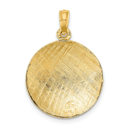 14K 2-D Polished Domed Volleyball Charm