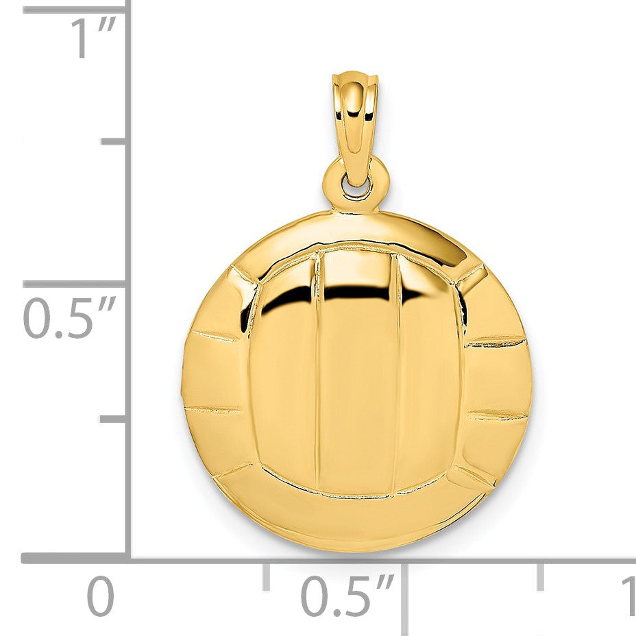 14K 2-D Polished Domed Volleyball Charm