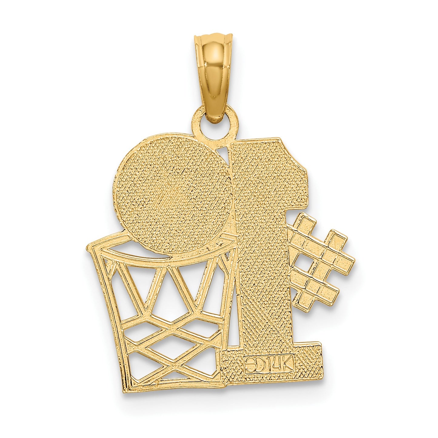 14K #1 Basketball with Hoop Charm