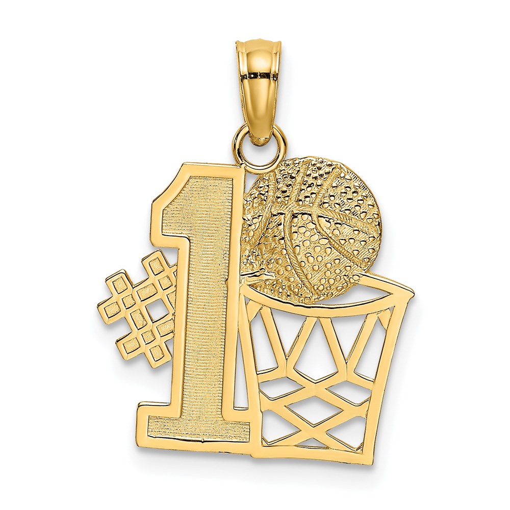 14K #1 Basketball w/ Hoop Charm