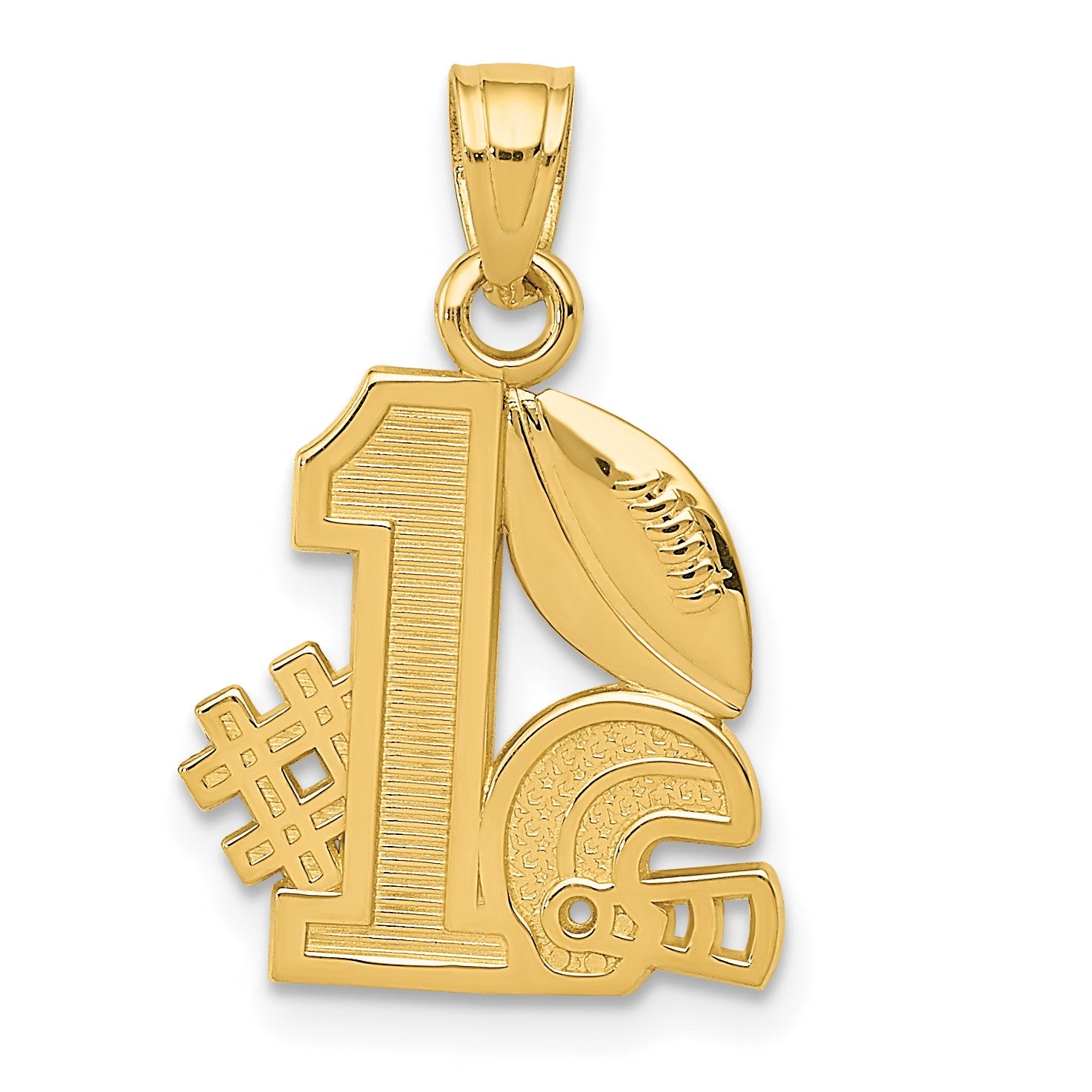 14K #1 Football with Helmet and Ball Charm