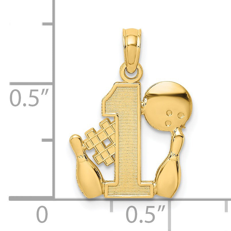 14K #1 Bowling Ball and Two Pins Charm