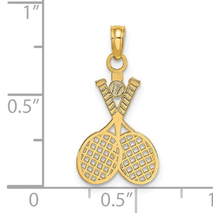 14K Double Tennis Racquet with Ball Charm