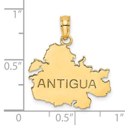 14K Polished and Engraved ANTIGUA MAP Charm