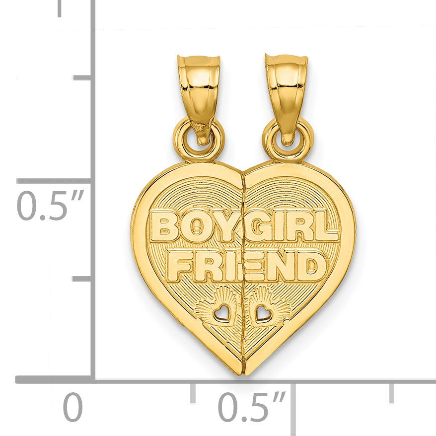 14K BOY/GIRL FRIEND 2-Piece Break-apart Heart Charm