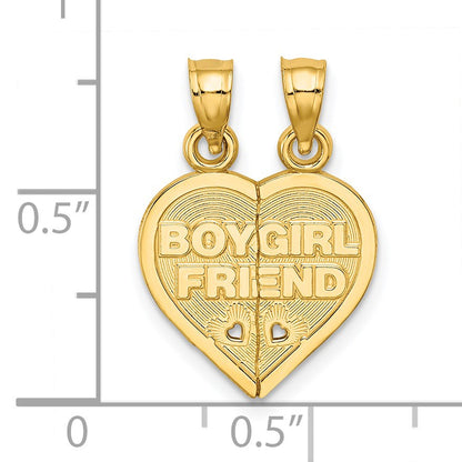 14K BOY/GIRL FRIEND 2-Piece Break-apart Heart Charm