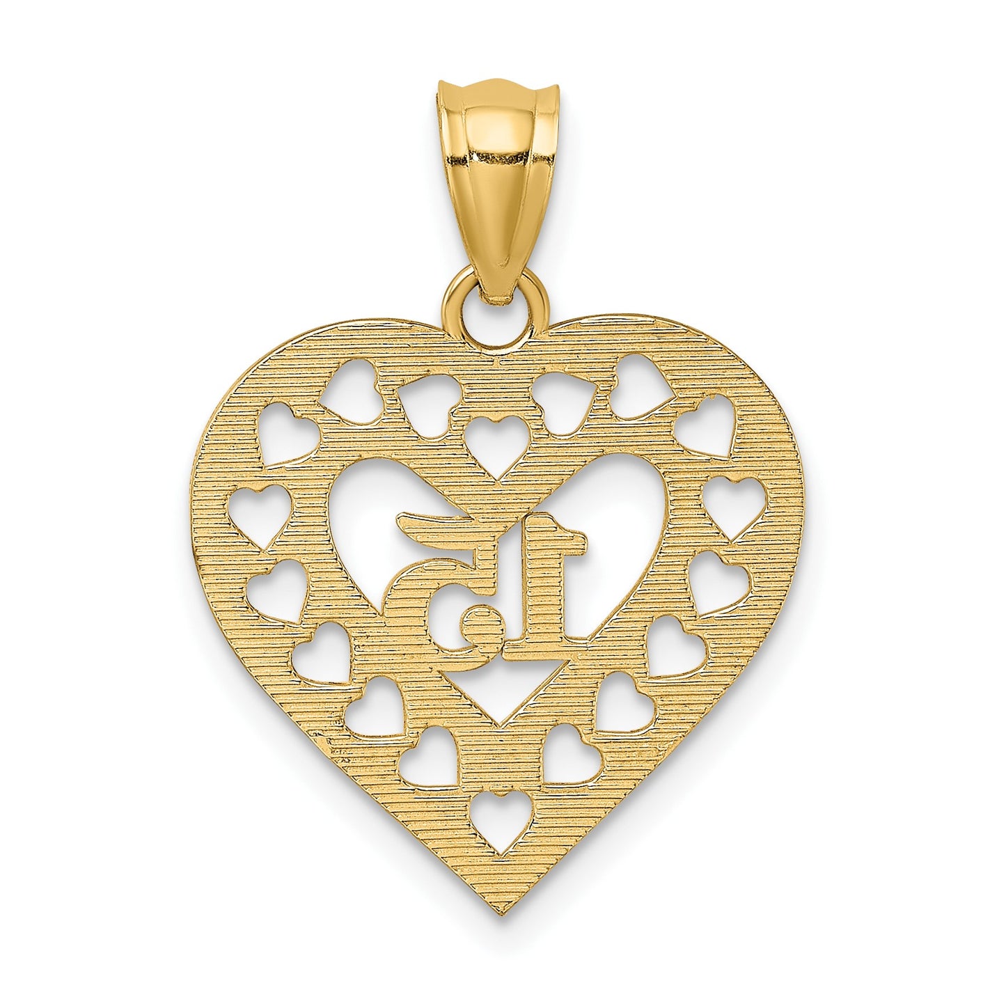 14K 15 in Cut-out Heart Charm