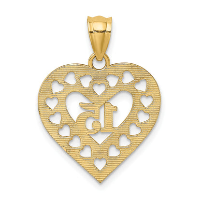 14K 15 in Cut-out Heart Charm
